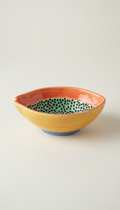 Ceramic papaya bowl with hand-painted glaze