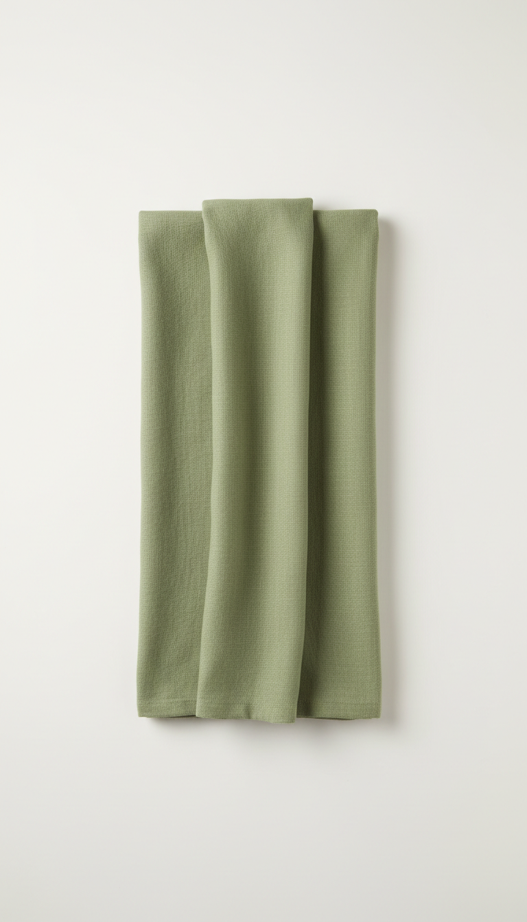 Palm green linen throw with textured fringe