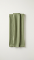 Palm green linen throw with textured fringe