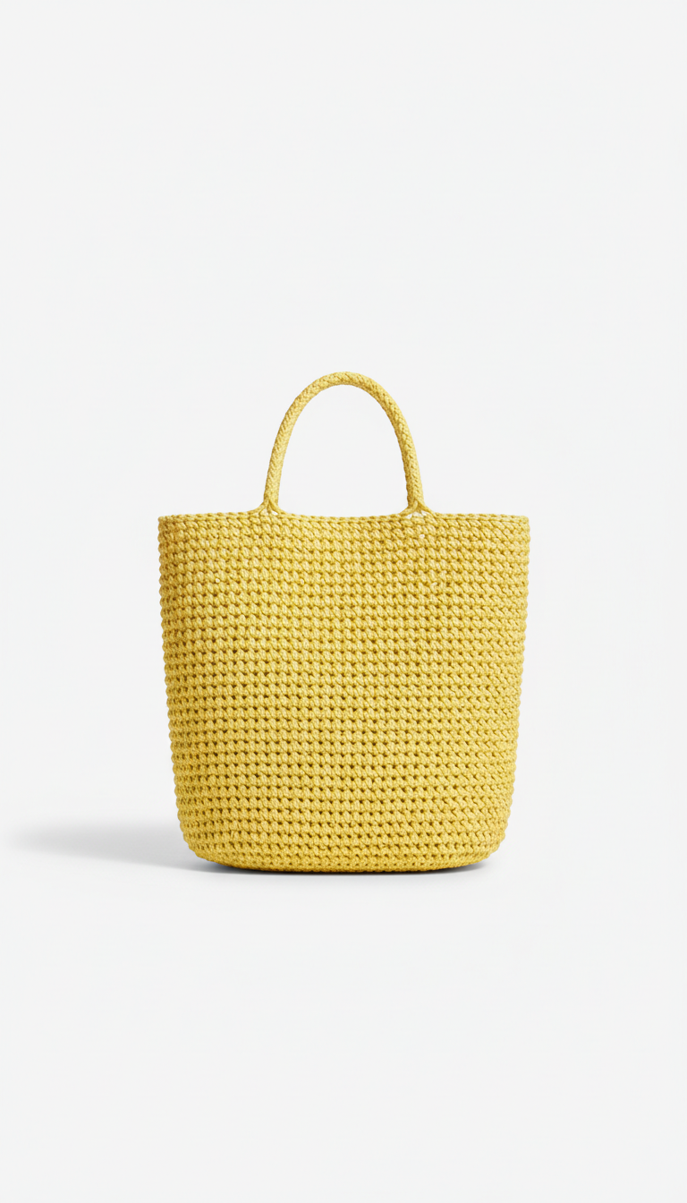 Sunbeam yellow woven tote bag with gallery tag