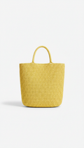 Sunbeam yellow woven tote bag with gallery tag