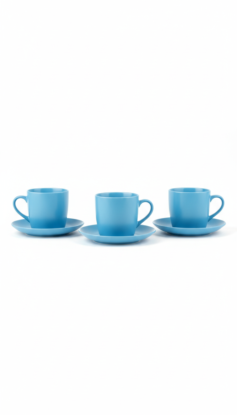 Azure coast porcelain mug set with layered blue glaze