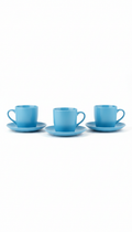 Azure coast porcelain mug set with layered blue glaze