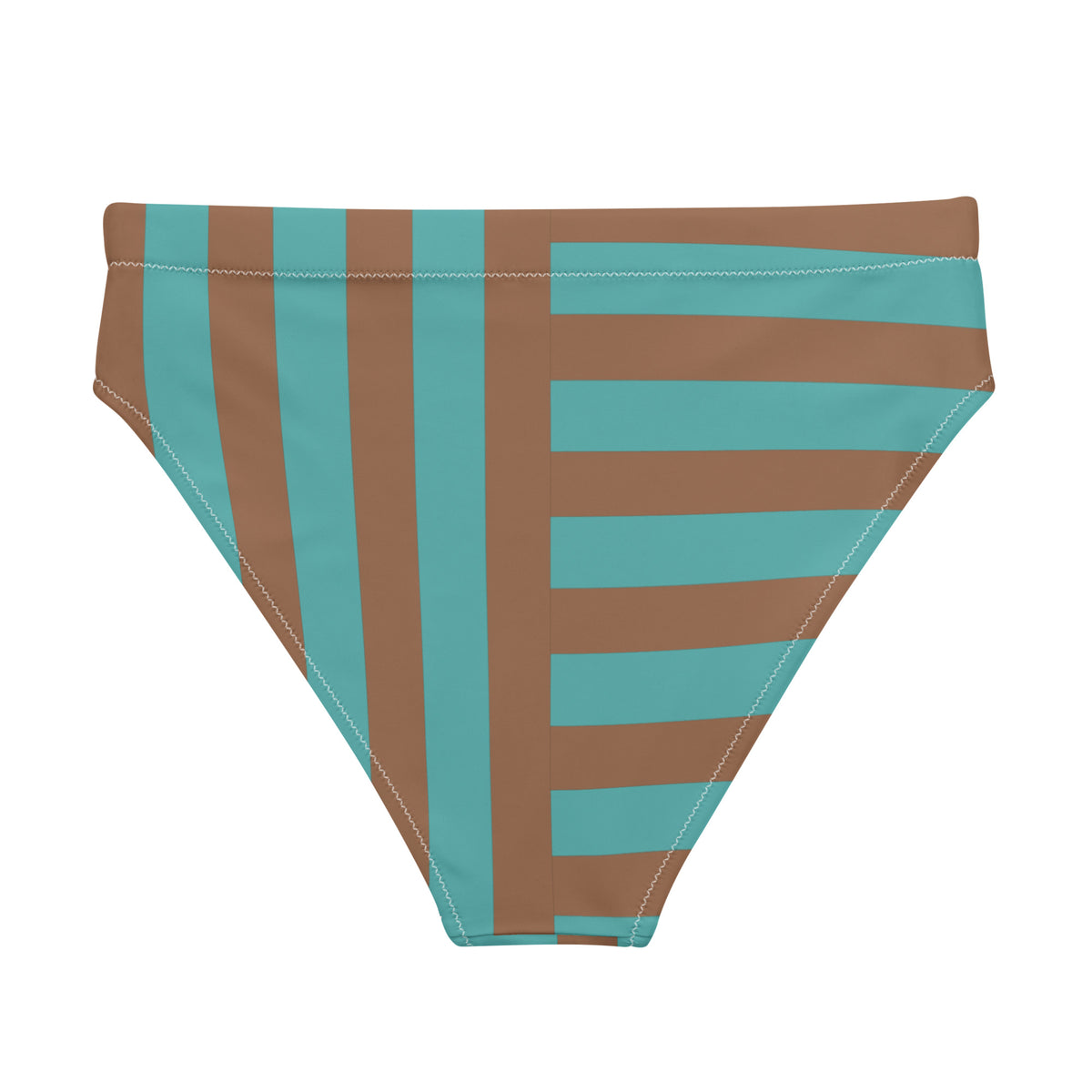 Striped high-waisted bikini bottom