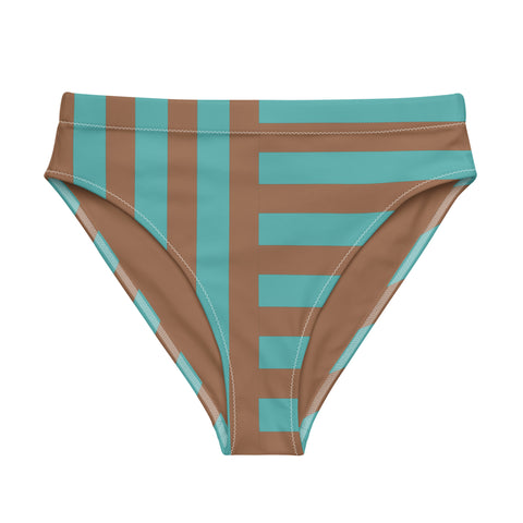 Striped high-waisted bikini bottom