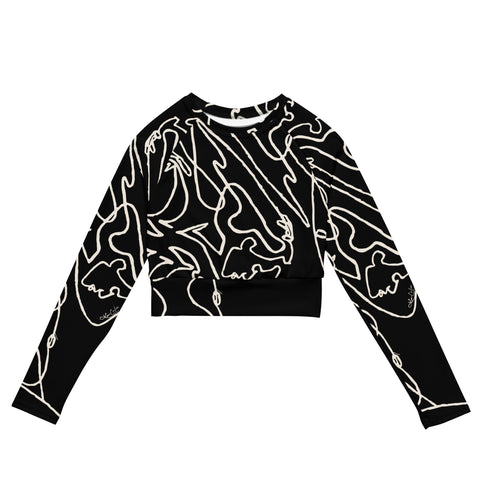 Signature Print Recycled Long-Sleeve Crop Top